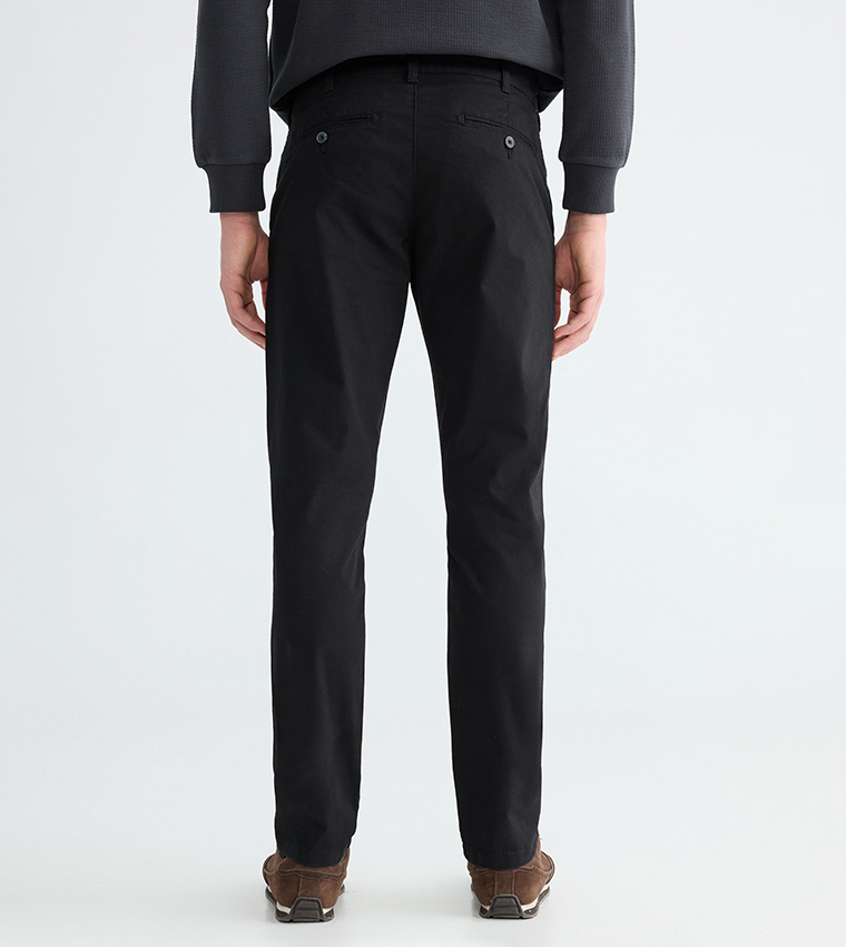 Solid Mid Rise Slim Fit Chinos