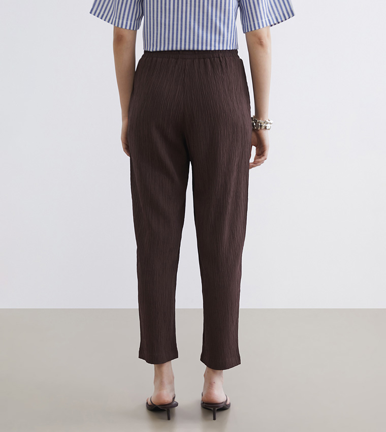 Drawstring Waist Carrot Fit Trousers