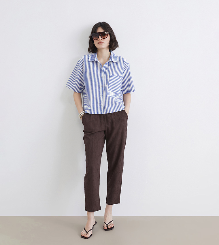 Drawstring Waist Carrot Fit Trousers