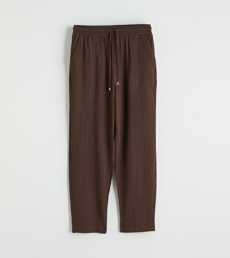 Drawstring Waist Carrot Fit Trousers