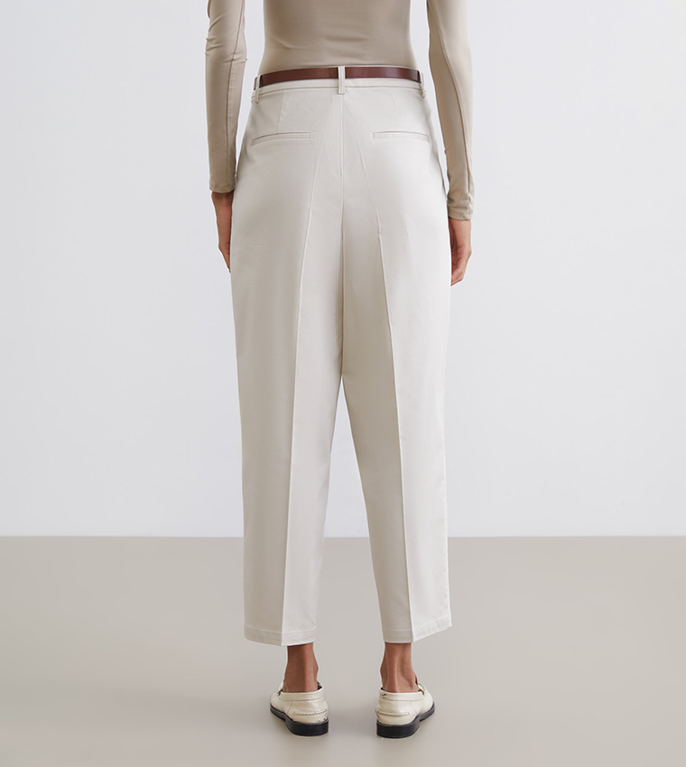 Solid High Rise Woven Formal Trousers