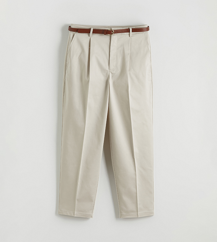 Solid High Rise Woven Formal Trousers