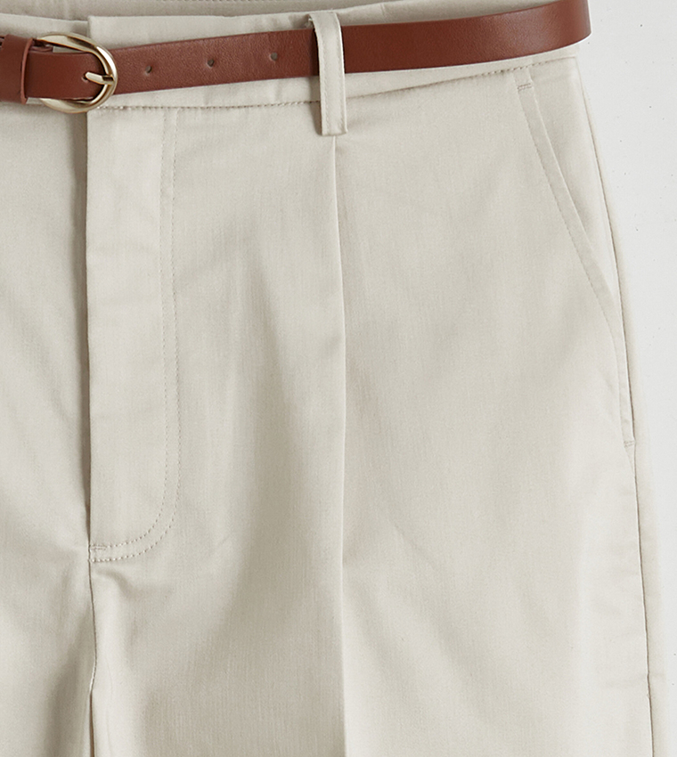 Solid High Rise Woven Formal Trousers