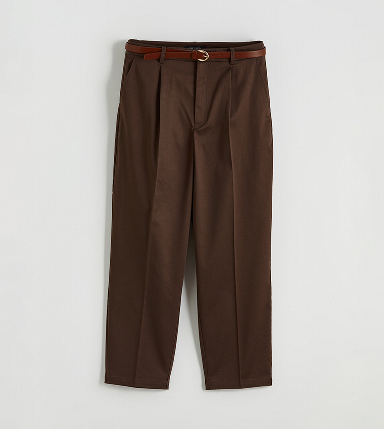 Solid High Rise Woven Formal Trousers