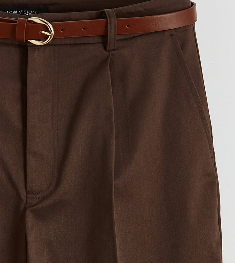 Solid High Rise Woven Formal Trousers
