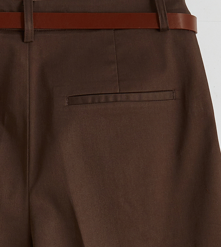 Solid High Rise Woven Formal Trousers