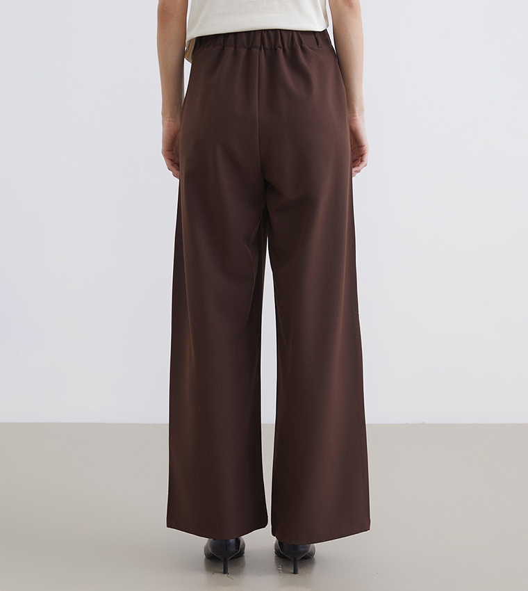 Belted High Waist Wide Leg Trousers