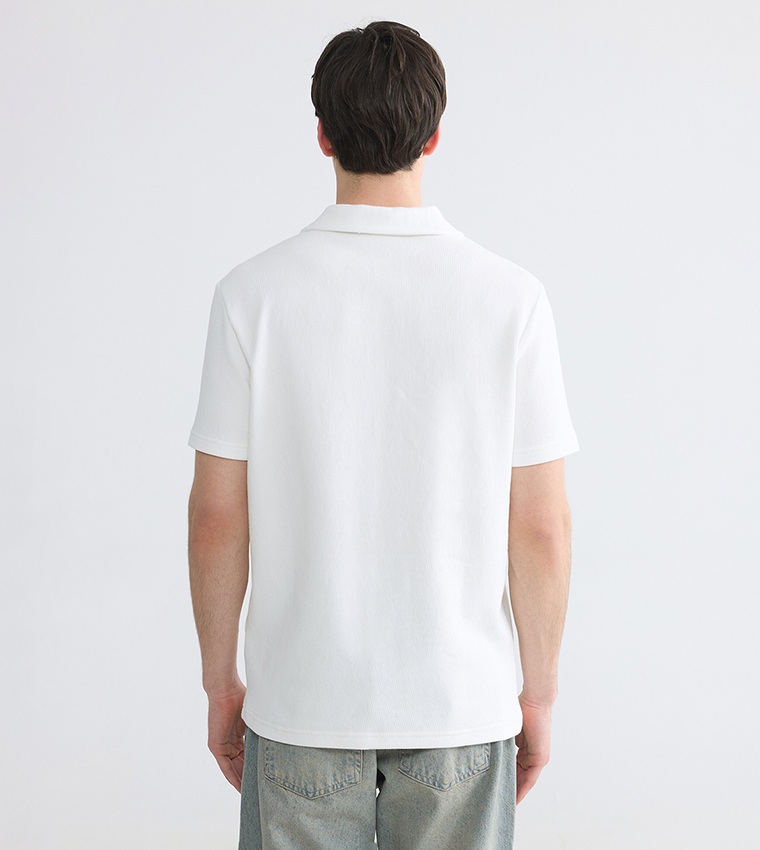Textured Short Sleeves Polo T-Shirt