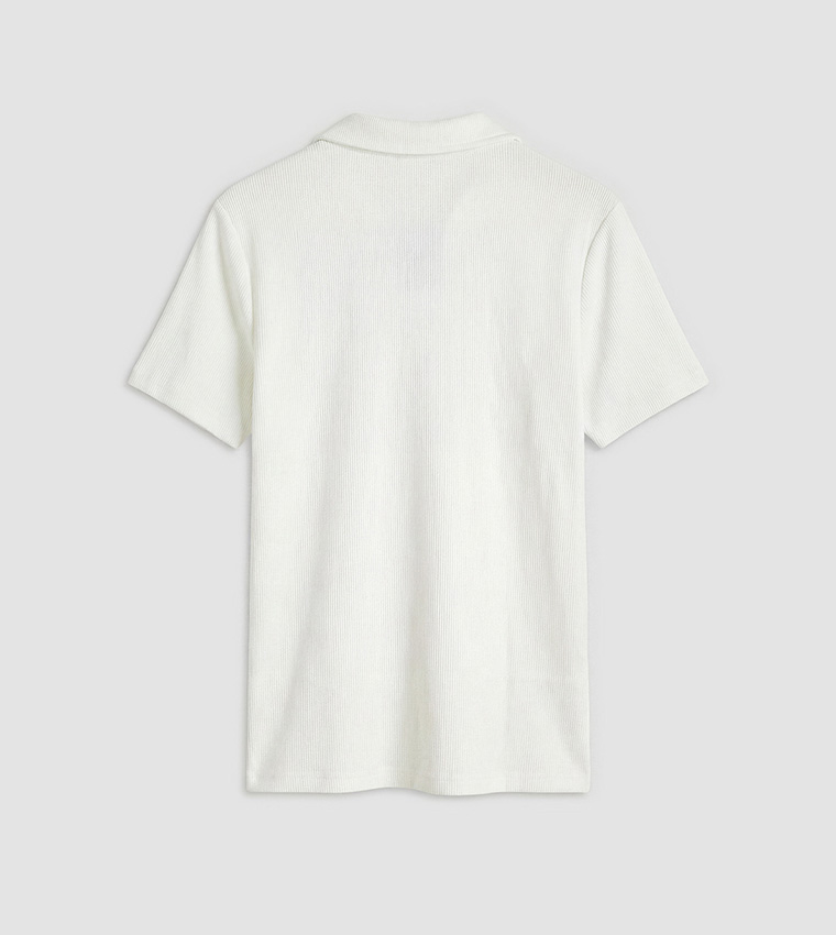 Textured Short Sleeves Polo T-Shirt
