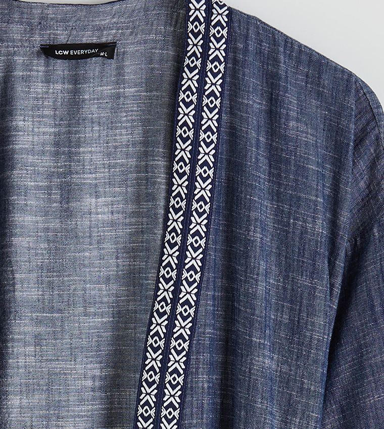 كيمونو منسوج بكم طويل