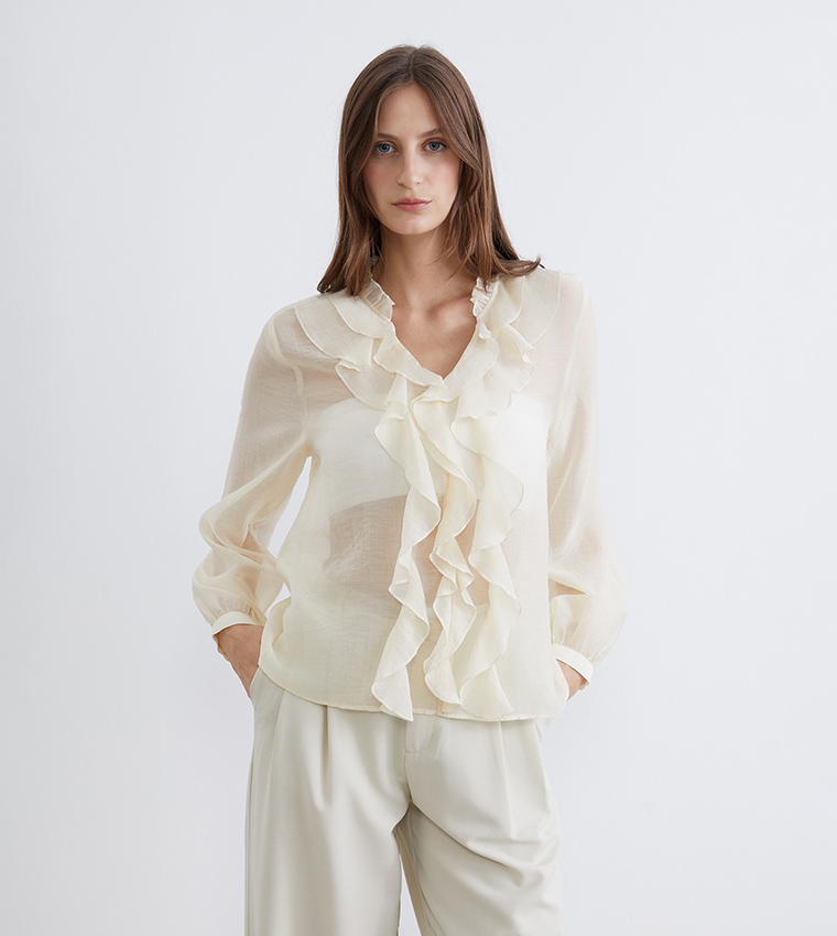 توب شيفون كم طويل 