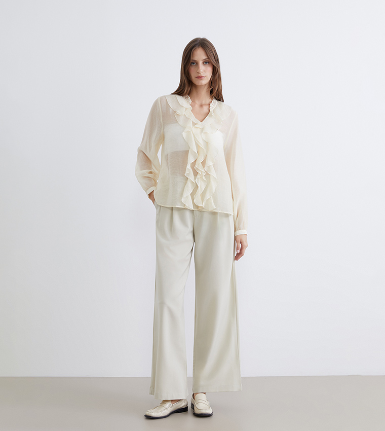 توب شيفون كم طويل 