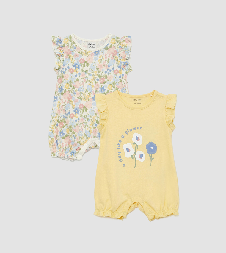 Pack of 2 Floral Print Jersey Rompers
