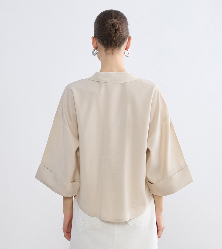 Solid Collared Oversized Shirt