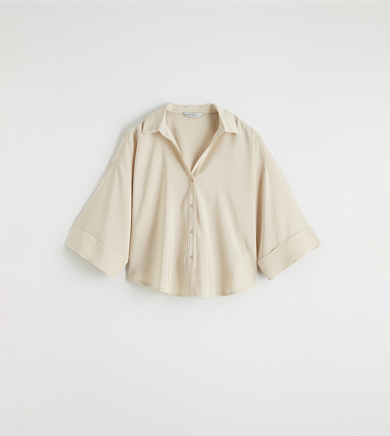 Solid Collared Oversized Shirt