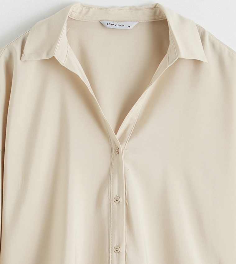 Solid Collared Oversized Shirt