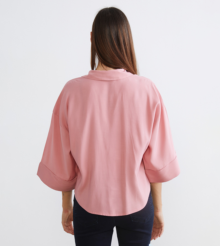 Solid Collared Oversized Shirt