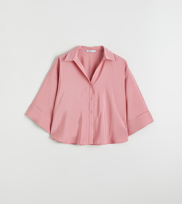 Solid Collared Oversized Shirt