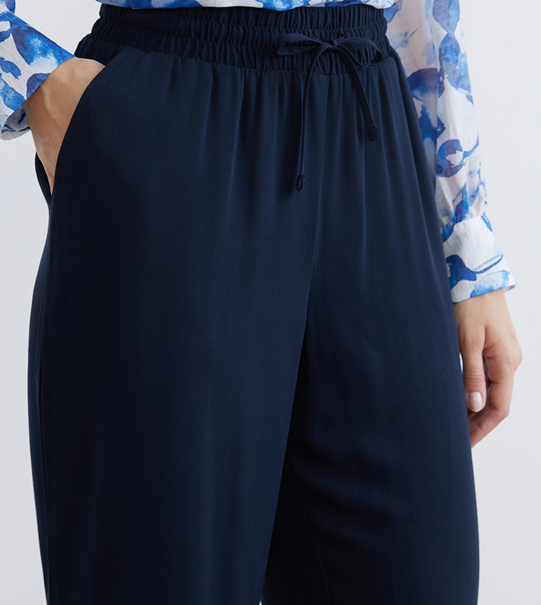 Elastic Waist Straight Fit Pants