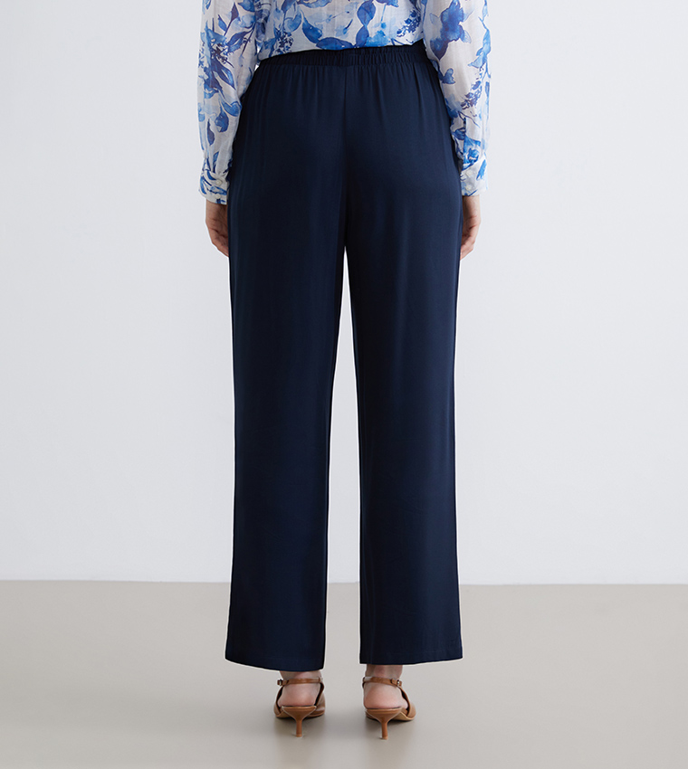 Elastic Waist Straight Fit Pants