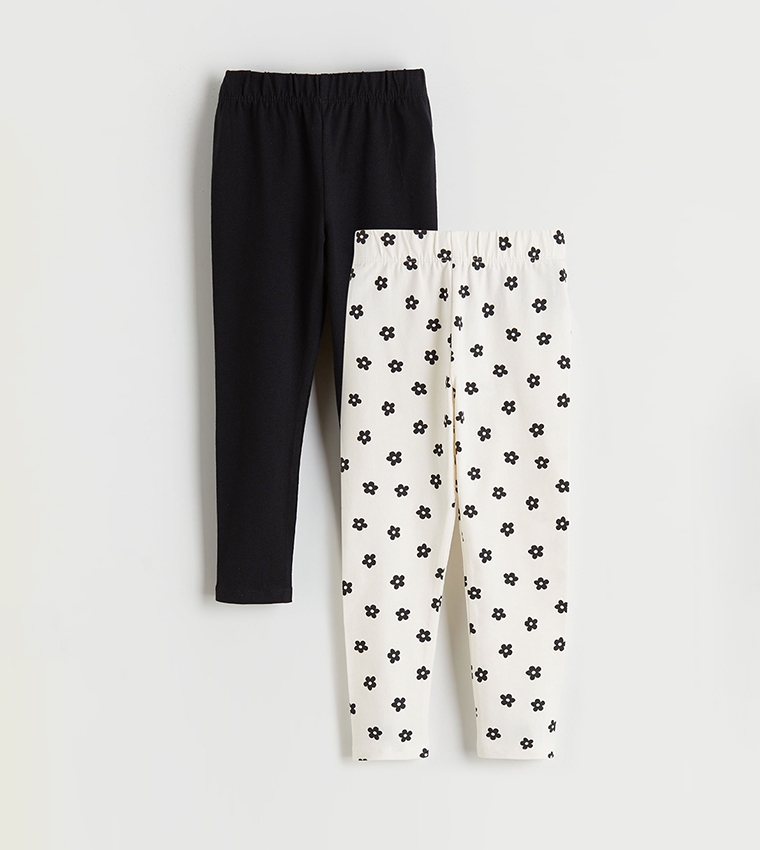 ليقنز بخصر مرن بطبعة - قطعتين