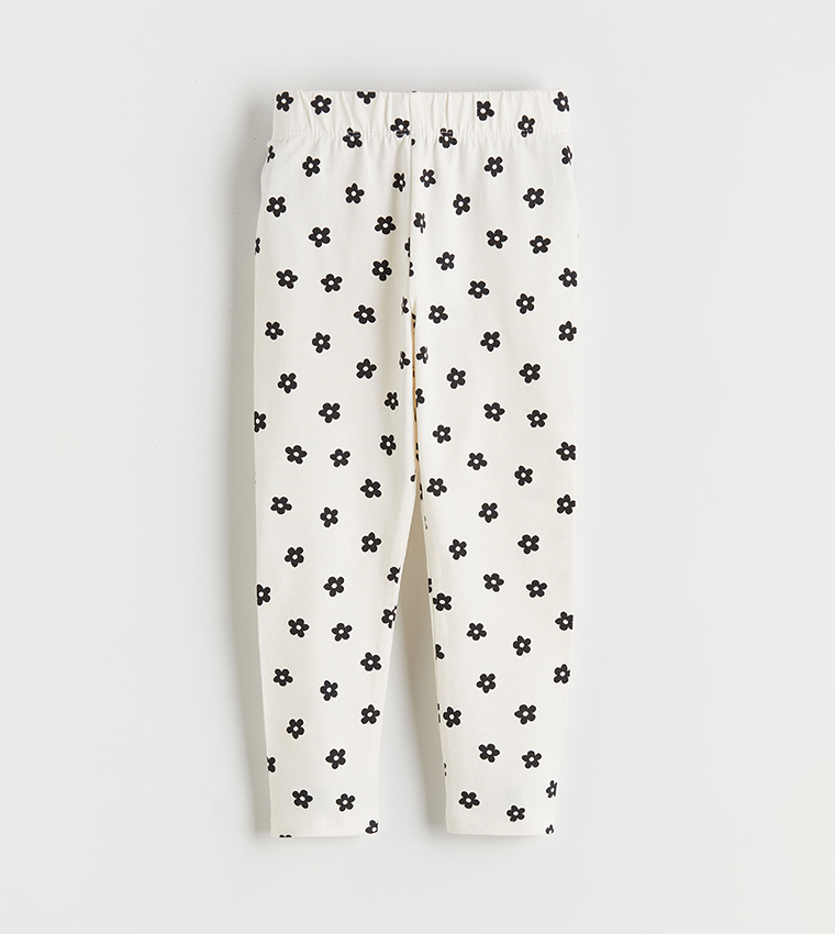 ليقنز بخصر مرن بطبعة - قطعتين