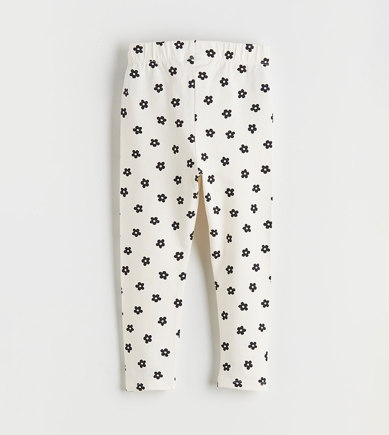 ليقنز بخصر مرن بطبعة - قطعتين