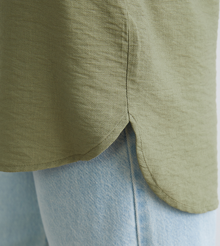 Textured Long Sleeves Tunic Shirt