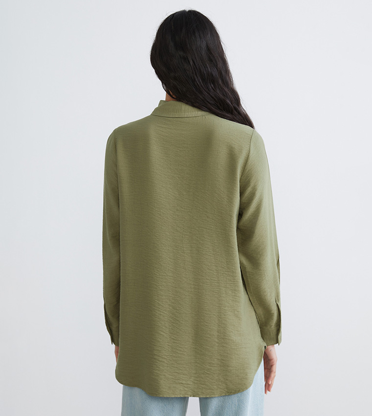 Textured Long Sleeves Tunic Shirt