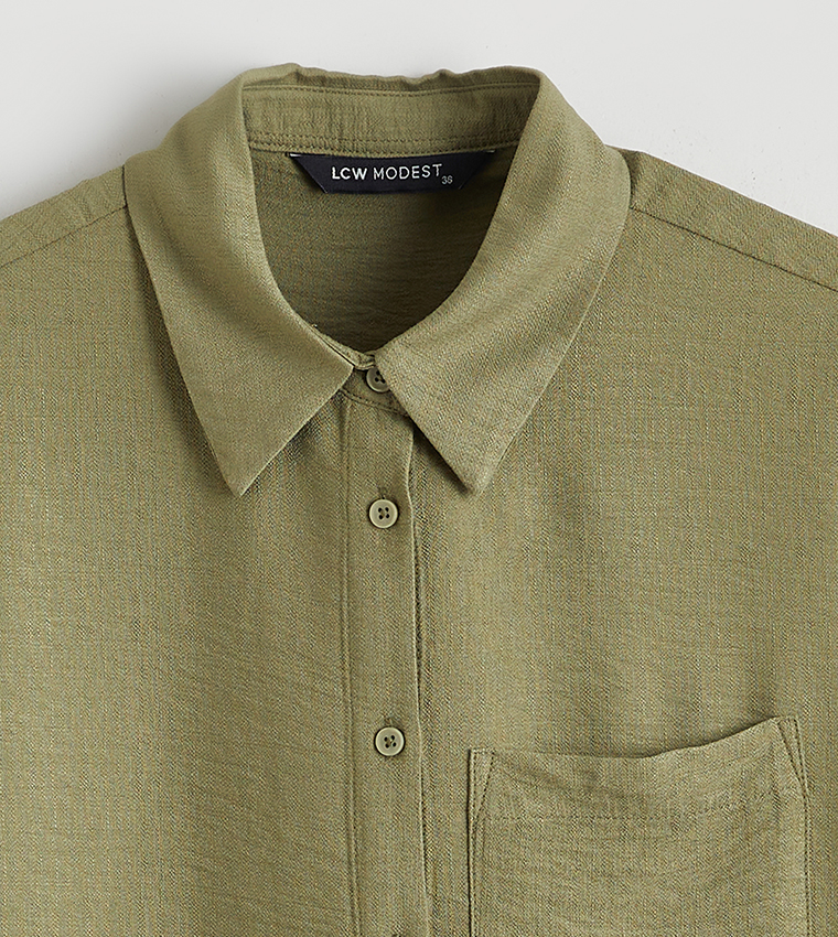 Textured Long Sleeves Tunic Shirt