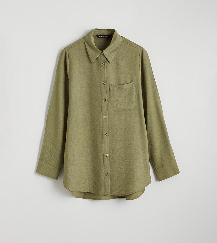 Textured Long Sleeves Tunic Shirt