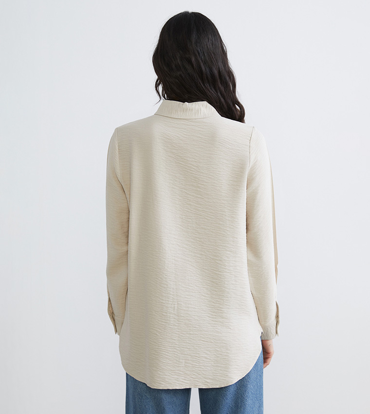 Textured Long Sleeves Tunic Shirt