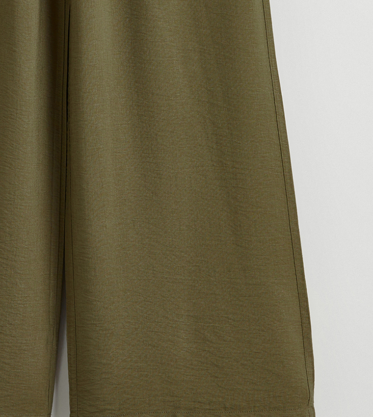 Textured Elastic Waist Trousers