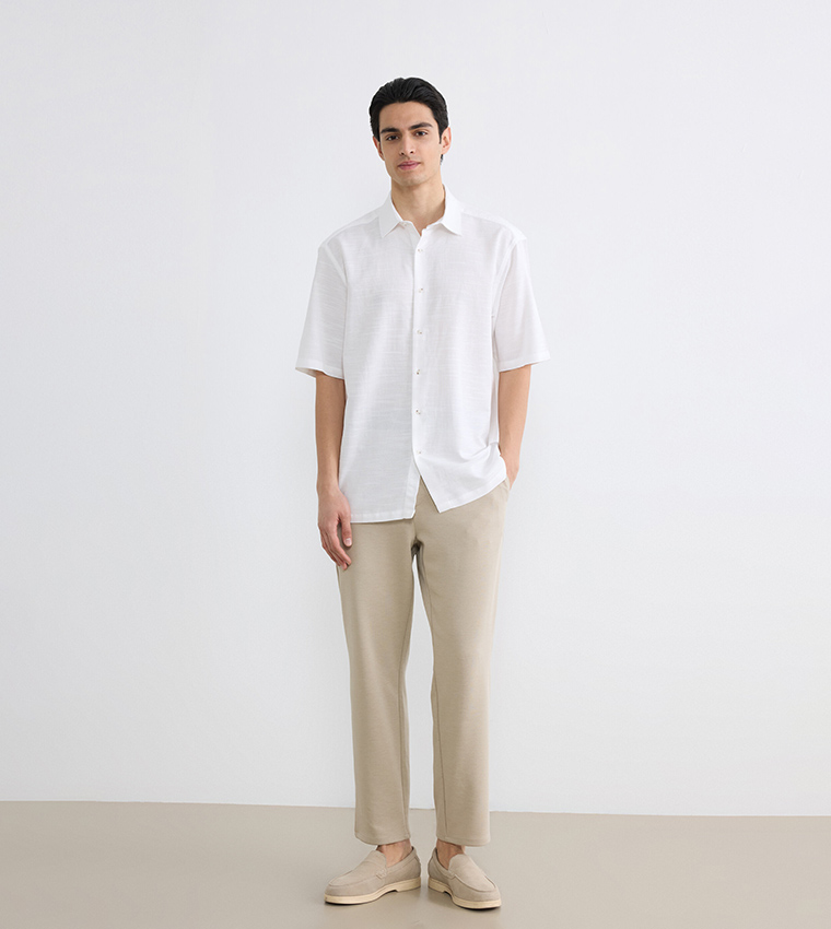 Textured Woven Short Sleeves Shirt