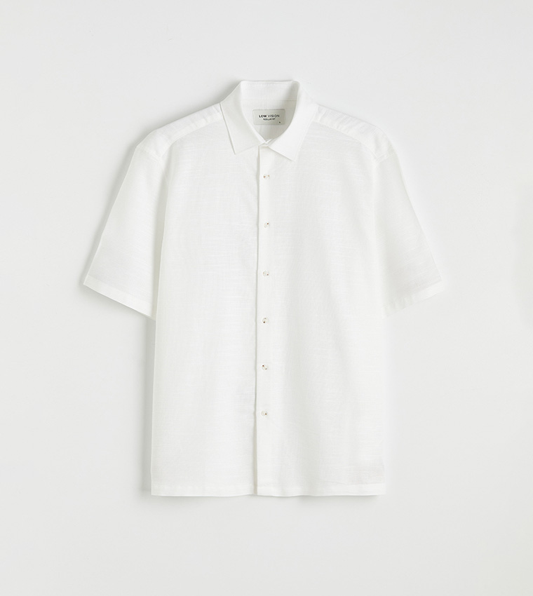 Textured Woven Short Sleeves Shirt