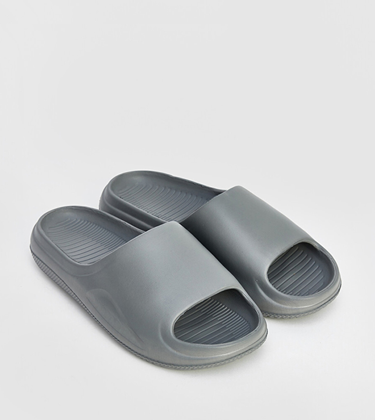 Solid Open Toe Slip-On Slides