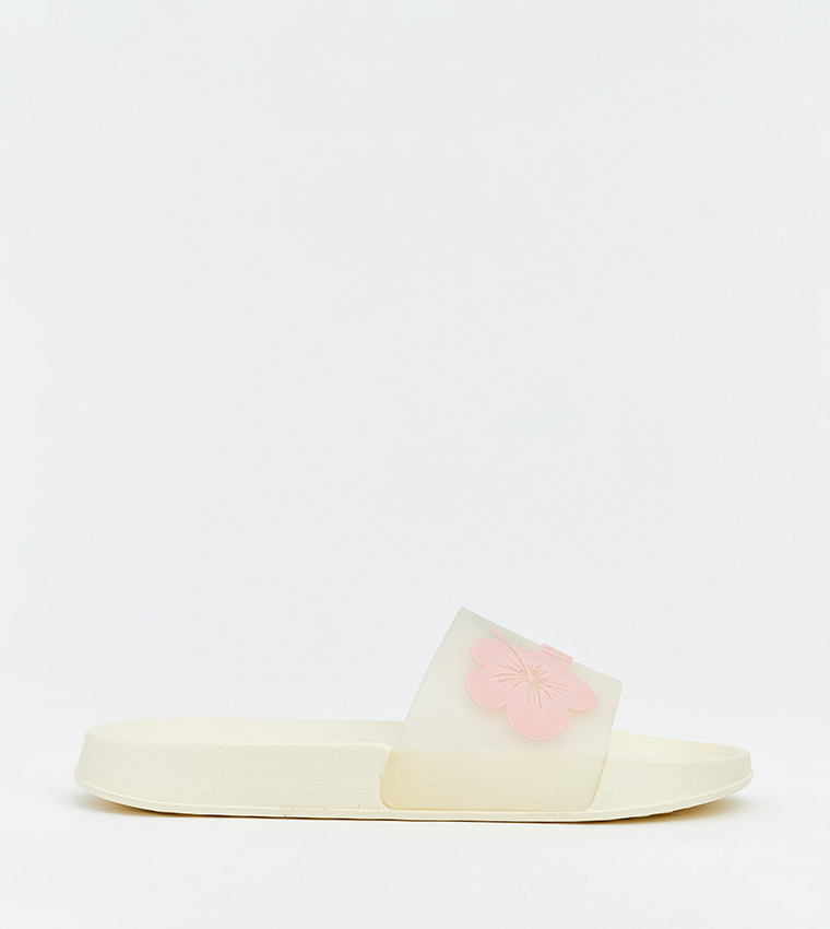 Floral Print Open Toe Slides
