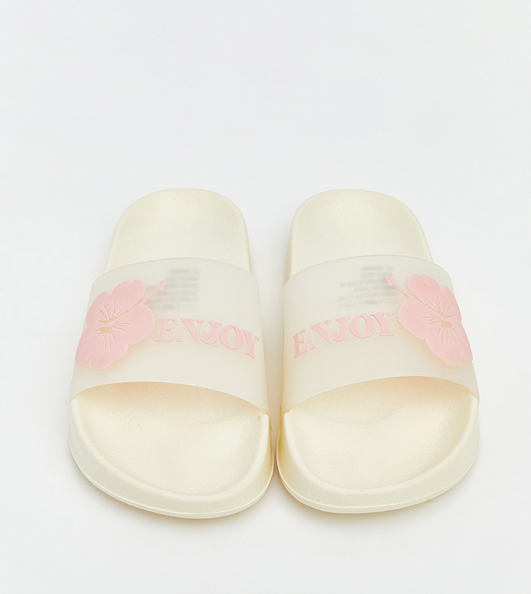 Floral Print Open Toe Slides