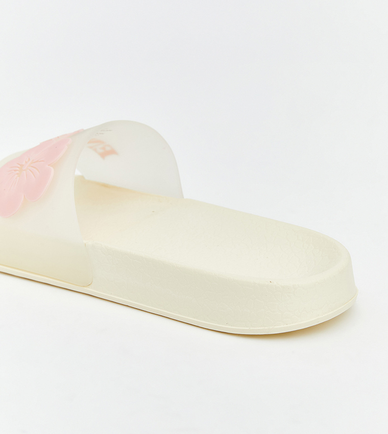 Floral Print Open Toe Slides