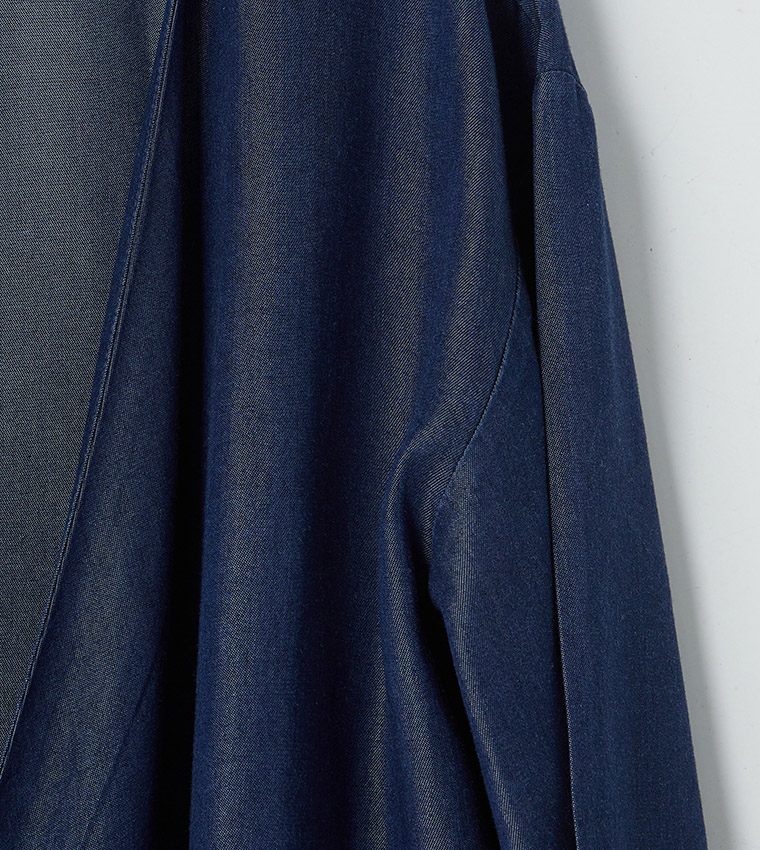 Wrap Tie Bell Sleeves Denim Kimono