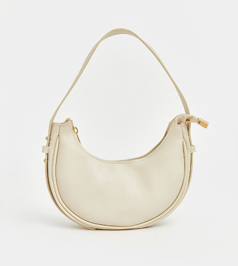 Solid Zip Shoulder Bag