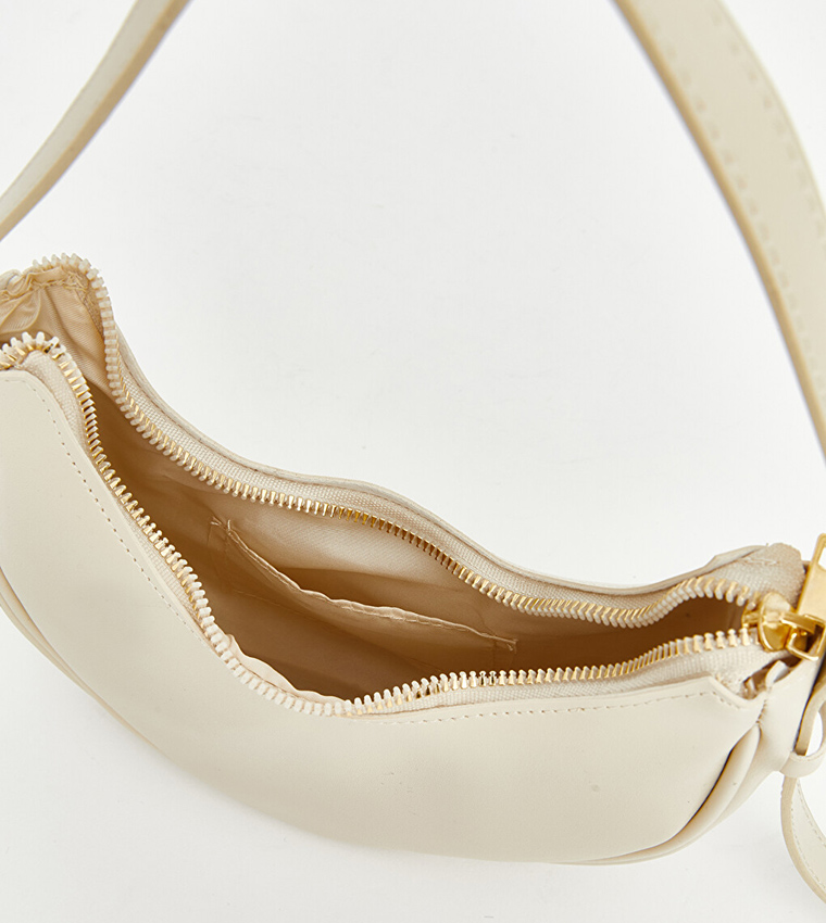 Solid Zip Shoulder Bag