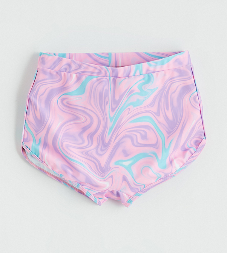 Marble Swirl Zip Neck Swim Set