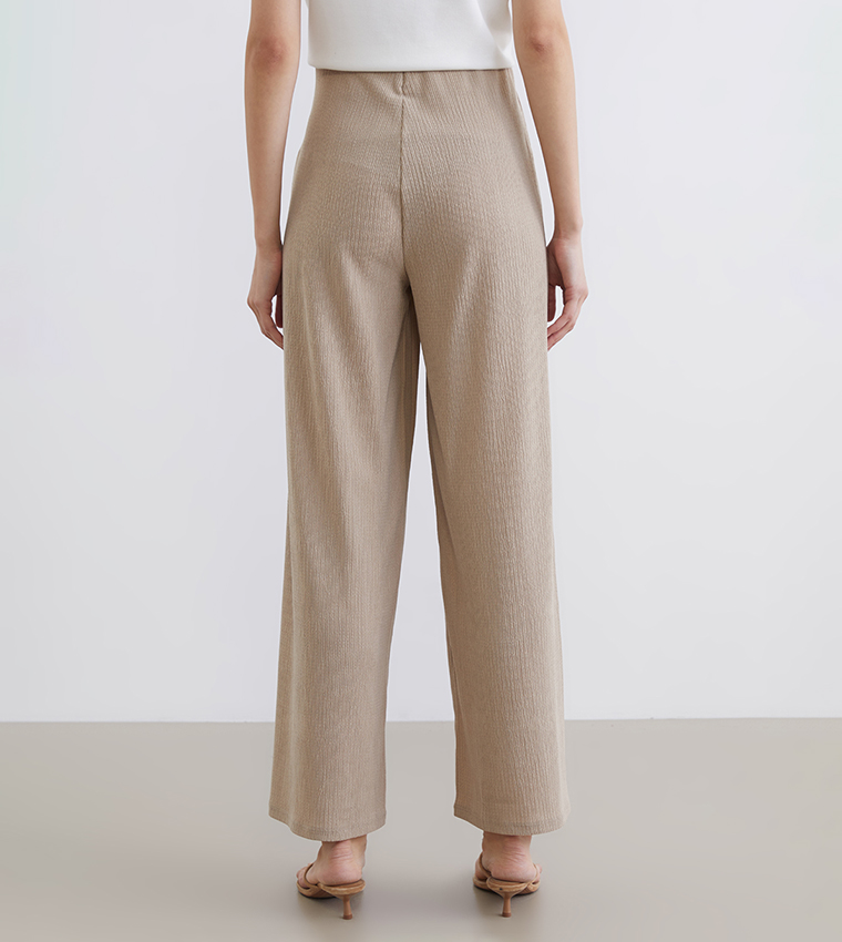 Textured Wide Leg Trousers