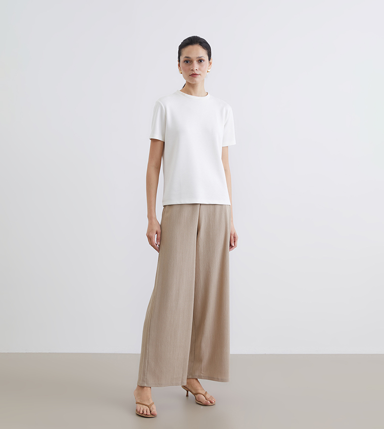 Textured Wide Leg Trousers