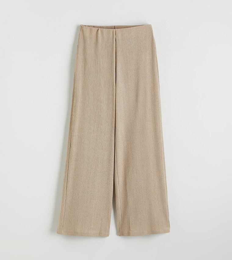 Textured Wide Leg Trousers