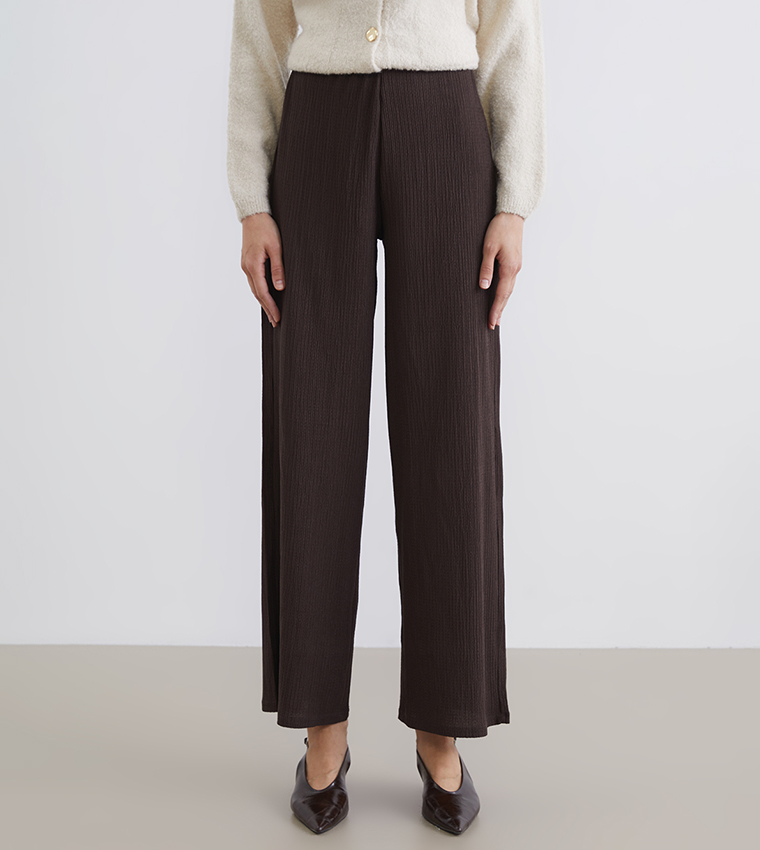 Textured Wide Leg Trousers
