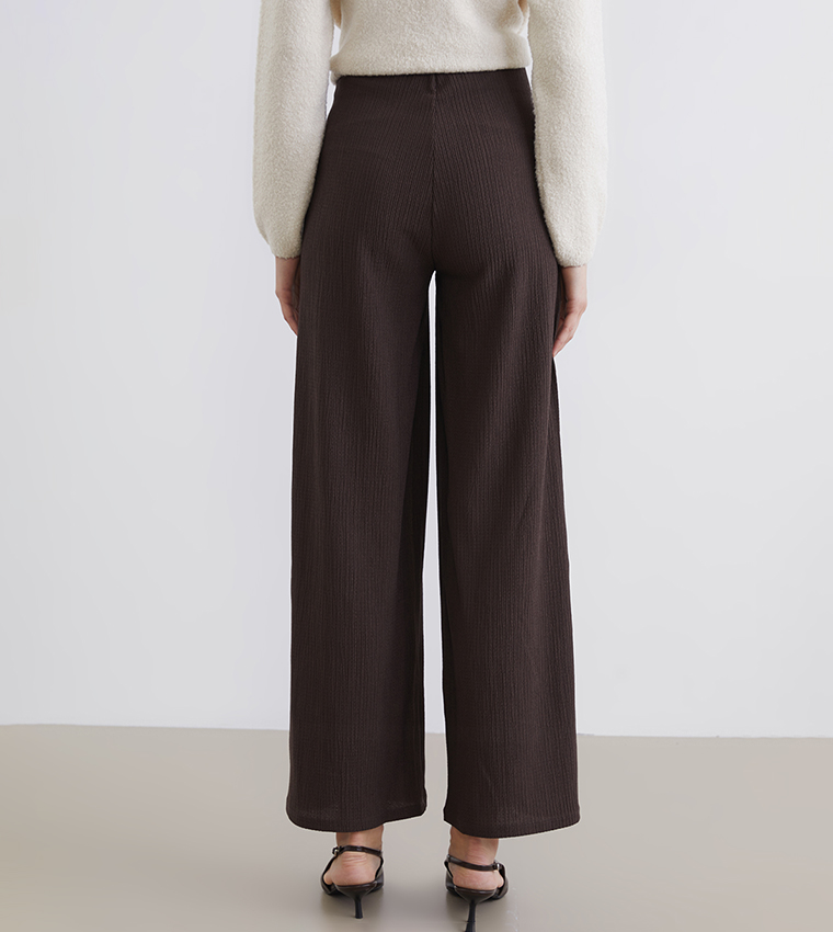 Textured Wide Leg Trousers