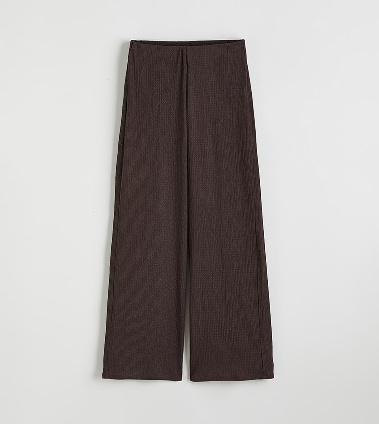 Textured Wide Leg Trousers