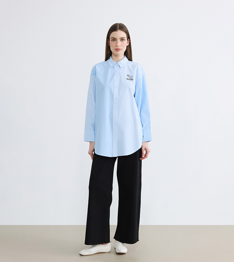 Striped Long Sleeves Oversized Shirt
